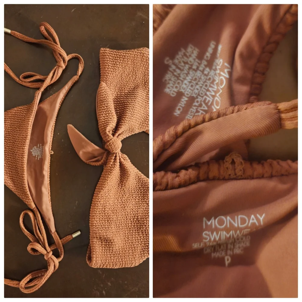 Nwot SET Monday swimwear ribbed cocoa brown s Portugal top + Palma bottom xs